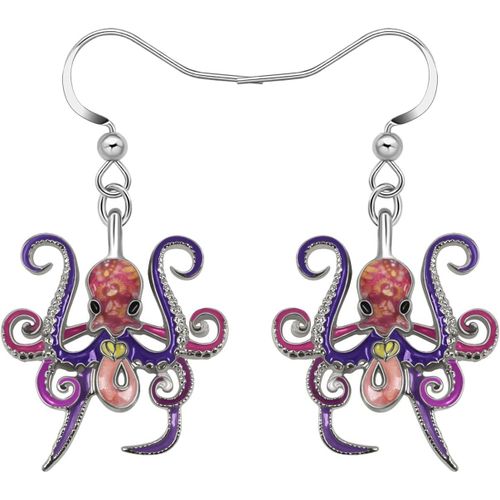 Kal-Alliage D¿Émail Mignon Poulpe Boucles Calmar Pendentifs Nouveauté Océan Animaux Bijoux Cadeaux Pour Femmes Filles