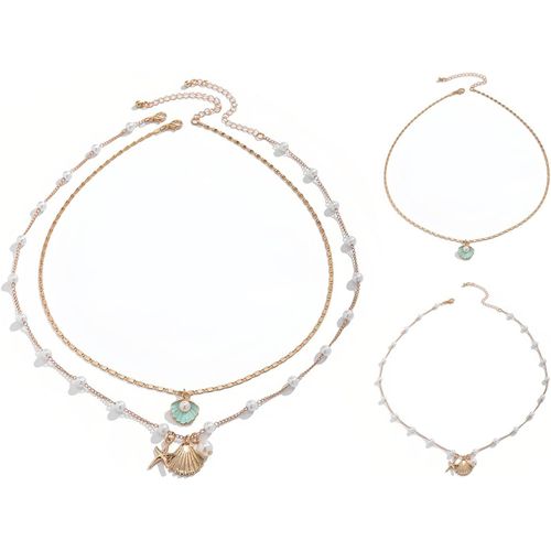 Kal-Collier Coquillage, En Couches Collier Femme, Bien Sautoir Femme, Avec Pendentif Coquille, Parfait Pour Vacances À La Plage, Fêtes D'été Et Déplacements Quotidiens
