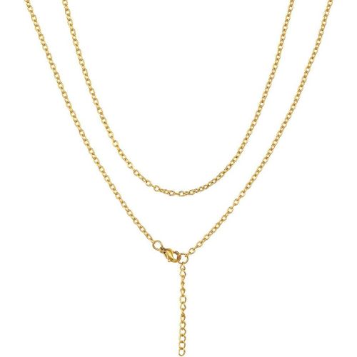 Kal-Chaine Forçat Acier Inoxydable Fine Pour Pendentif Femme Collier Maille Fille[Acier/Or/Noir-Largeur: 2 Mm-Longeur:46/51/55/61/66/71/76 Cm] Bijoux Cadeau Mariage Noël Valentin