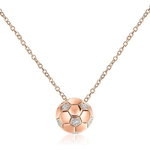 Kal-Collier De Football Gravé Avec Pendentif De Strass - Chaîne De Sport Pour Femmes, Hommes, Filles, Garçons - Bijoux Sportif Cadeau (Or Rose)