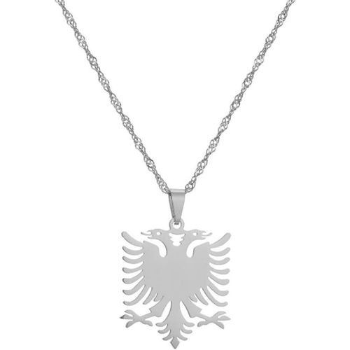 Kal-Collier Avec Pendentif Carte Aigle Albanais - Couleur Or Country Fashion Charm Hip-Hop Vague D'eau Chaîne Fine Bijoux Patriotiques Délicats,Style Ethnique Womenmengirl Cadeaux Unisexes,White,50cm