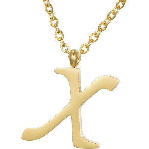 Kal-Collier Pour Femmes En Acier Inoxydable Or Avec Pendentif Lettres