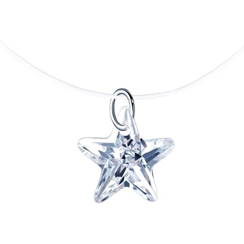 Kal-Collier Pendentif De Zircon Rond Elégante En Argent 925 Pour Femme Fille Ras-De-Cou Collier Solitaire Étincelant Colliers De Clavicule Avec Chaîne De Nylon Transparent