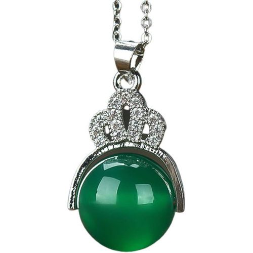 Kal-Pendentif Collier Jade Pierre Précieuse Perle Gris Vert Pour Femme