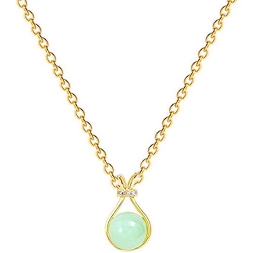 Kal-Collier Femme En Acier Inoxydable Avec Pendentif En Pierre Verte, Chaîne En Or Élégante, Bijoux De Mode Pour Toutes Occasions