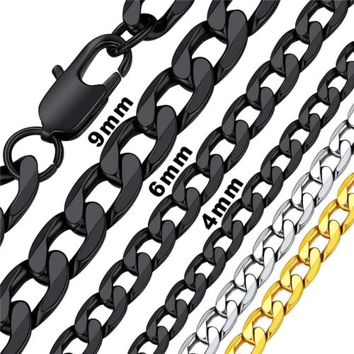 Kal-Chaîne Collier Classique Pour Homme Femme, Maille Gourmette 4mm/6mm/9mm En Acier Inoxydable/Plaqué Or, 8 Longueurs Disponibles