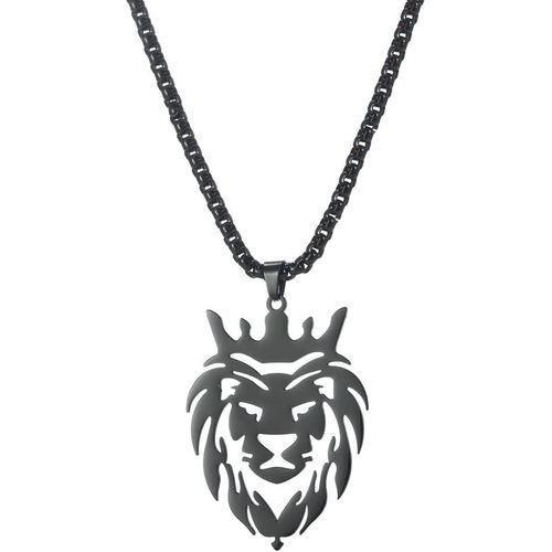 Kal-Collier À Pendentif Tête De Lion Creuse Collier À Pendentifs En Acier Inoxydable Charm Classic Animal Elements Pour Femmes Hommes Filles Garçons Cadeaux