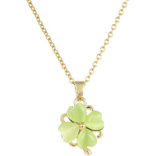 Kal-Collier, Collier Trefle, Bijoux Femme, Collier Pendentif Trèfle À Quatre Feuilles, Collier Et Pendentif Femme Fille, Pendentif Trèfle À Quatre Feuilles, Pour Fillette Et Femme, Vert