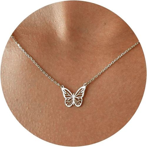 Kal-Collier Pendentif Papillon Pour Femmes, Collier Ras Du Cou Réglable En Acier Inoxydable Plaqué Or 18k, Cadeau De Pâques, Anniversaire Et Fête Des Mères Pour Femmes Filles
