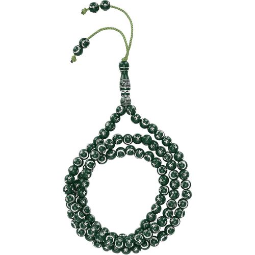 Kal-Perles De Chapelet Prière Musulmane, Outil Dorure En Résine 99 Grains Fournitures Islamiques Musulman Article Religieux Pour Bracelets Colliers(Vert)