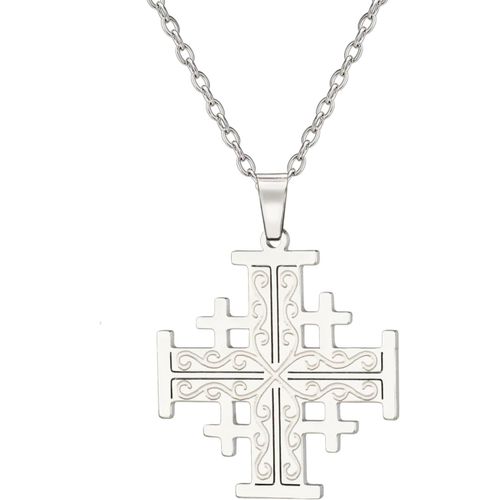 Kal-Jérusalem Croisés Croisés Croisés Chevaliers Templiers Croix Pendentif Médaillon Disque Grec Religieux Bijoux Prière Déclaration Baptême Cadeau Femmes Hommes