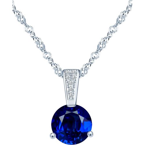 Kal-Collier Diamant Pour Femmes Et Filles, Collier En Argent 925, Pendentif De Zircon Brillant, Collier Solitaire À 3 Griffes, 45cm Chaîne De Singapour Argent, Bijoux Élégants