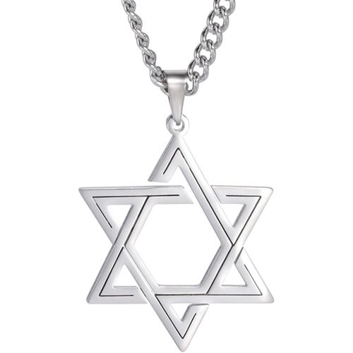 Kal-Étoile De David Pendentif Collier Juif Magen Amulette Colliers En Acier Inoxydable Bijoux Vintage