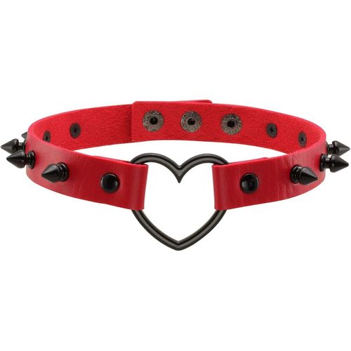 Kal-Punk Style Love Heart Collier Ras Du Cou En Cuir Pu Avec Rivets Spiked Accent
