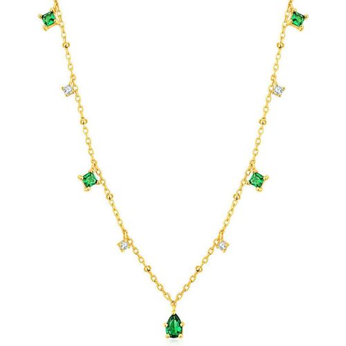 Kal-1 Pcs Collier Pendentif Émeraude Boho Collier De Pierres Précieuses Émeraude Verte Collier Émeraude Goutte D'eau Collier Chaîne Or Cz Cristal Collier Ras De Cou Bijoux Pour Femmes Et Filles