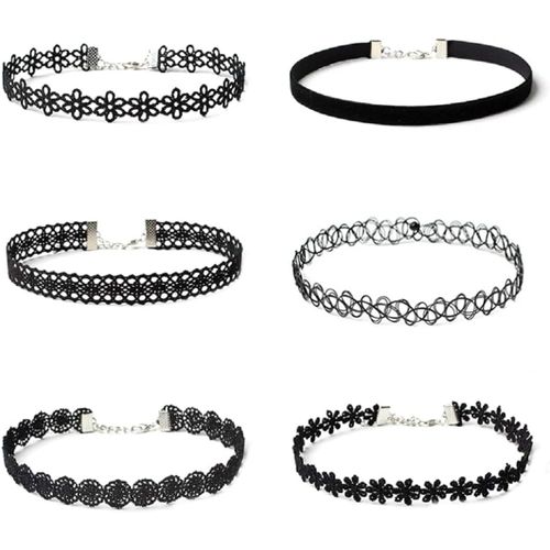 Kal-Choker Collier Set Avec Decor, 6pcs Colliers Colliers Jarretière Fashion Bijoux Fashion Bijouterie Pour Filles Filles Enfants Femmes En Caoutchouc Élastique/Plastique