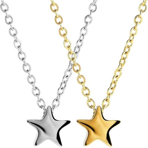 Kal-Collier Ras Du Cou Pour Femme, 2 Pièces Bijoux Ras Du Cou Avec Pendentif En Forme D'étoile, Collier Étoile Pour Femme, Cadeau Pour Meilleure Amie, Cadeau D'anniversaire Pour Femme, Or, Argent