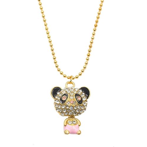 Kal-Cubic Zirconia Panda Collier Brillant Cristal Panda Pendentif Collier Or Longue Boîte Chaîne Mobile Panda Collier Mignon Animal Ours Collier Bijoux Pour Femmes Filles Enfants