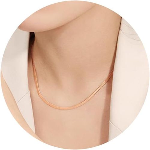 Kal-Collier Classique À Chevrons En Chaîne De Serpent Pour Femmes Collier Ras Du Cou Avec Chaîne De 3mm/5mm De Large Comme Cadeau D'anniversaire Pour Les Filles