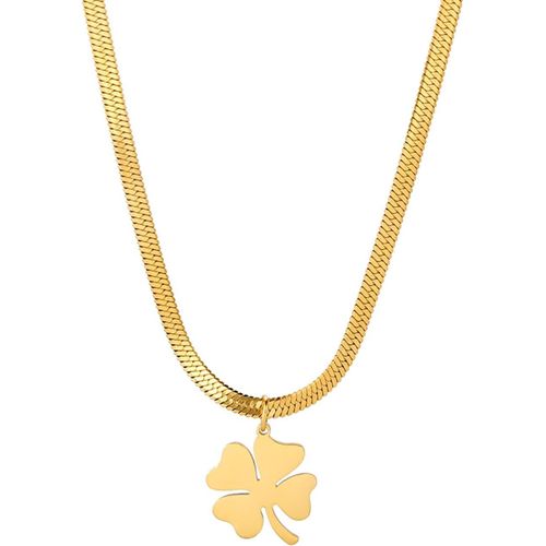 Kal-Collier Trèfle À Quatre Feuilles Pour Femmes En Acier Inoxydable Simple Délicat Symbole Porte-Bonheur Trèfle À Quatre Feuilles Pendentif Collier Amulette Bijoux St Patrick Cadeaux