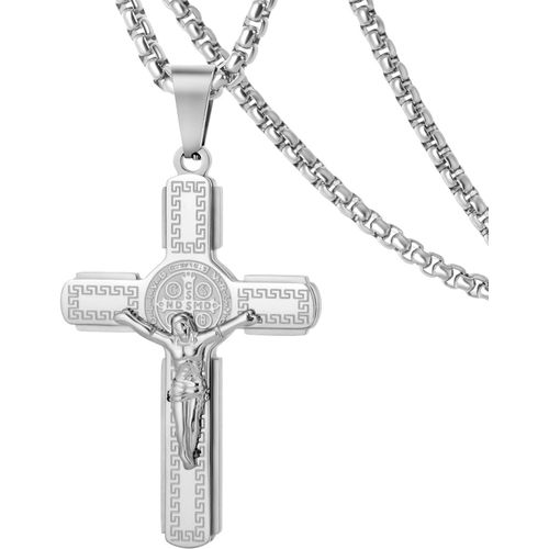 Kal-Homme Et Femme Croix Collier, Acier Inoxydable Bible Croix Vierge Marie Pendentif, Acier Inoxydable/Plaqué Or, Jésus Collier Cadeau