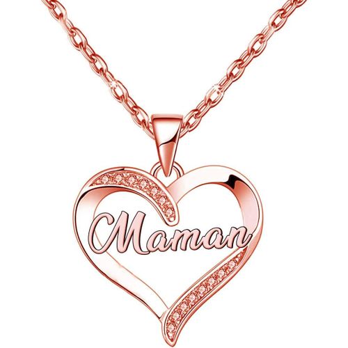 Kal-Cadeau Maman,Collier Femme Gravé En Pendentif C?ur Bijoux Cadeau Original Pour Maman,Cadeaux Fête Des Mères Pour Maman (Maman1)