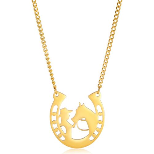 Kal-Collier Pendentif Fille Et Cheval Colliers Amoureux Des Chevaux Charme Amitié Bijoux En Acier Inoxydable Cheval Cadeaux Pour Filles Femmes Anniversaire Anniversaire