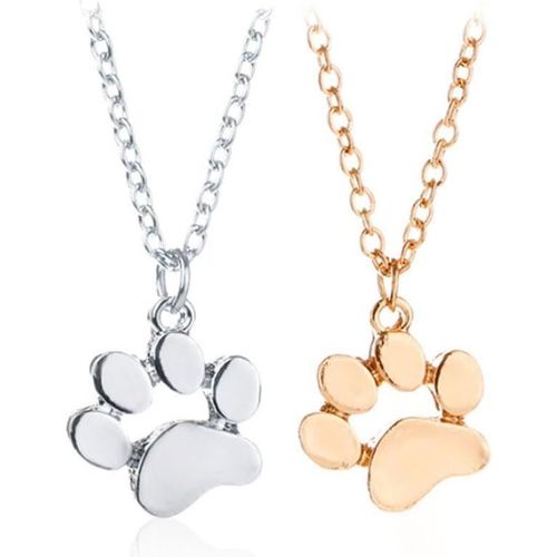 Kal-Collier Avec Pendentif Imprimé Pataute(Or+Argent),Collier Avec Pendentif Empreintes De Pattes De Chien,Cadeau Pour Femme Et Fille,Bijoux Minimalistes Pour Femmes Et Filles, Acier Allié