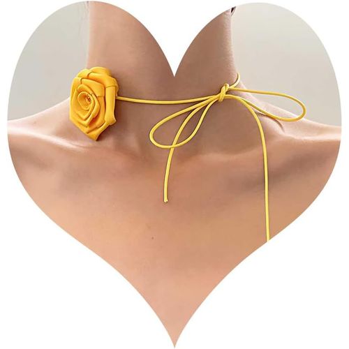 Kal-Tour De Cou Rose Boho Tour De Cou Floral Tour De Cou Fleur Rose Mariage Mariage Demoiselles D'honneur Main Fleur Rose Collier Velours Bijoux Pour Femmes Adolescentes Filles