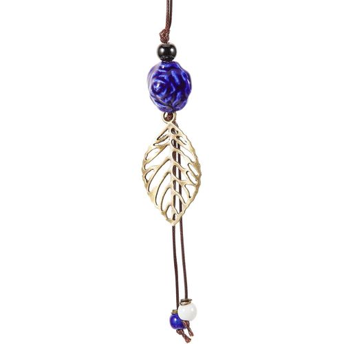 Kal-Chaîne En Cuir Long Pull Chaîne En Céramique Collier De Perles Bijoux Fantaisie Pour Femmes Filles Mariage Saint-Valentin Anniversaire Bleu