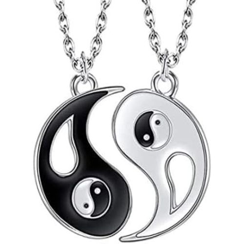 Kal-Collier Yin Yang Pour Couple - Pendentif Tai Chi En Argent Acier Inoxydable - Bijoux Pour Deux