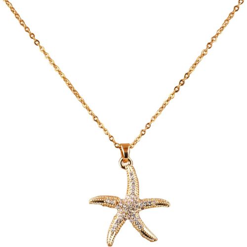 Kal-Collier Étoile De Mer, Pendentif Étoile Mer Doré Chaîne Délicate En Acier Inoxydable Bijou Plage Simple Pour L'été Pour Femme