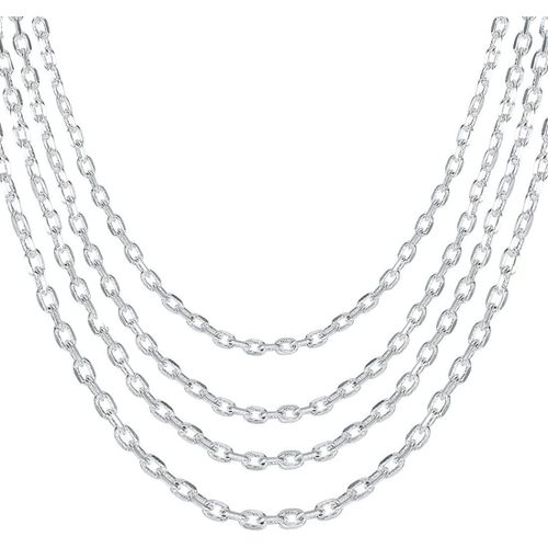 Kal-4 Pièces Chaîne En Acier Inoxydable De 2 Mm Pour Pendentif Chaîne De Collier En Argent Taille 45/50/60/70cm Bijoux De Chaîne Unisexe Femmes Hommes