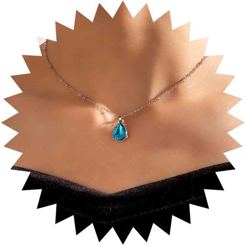 Kal-Collier Pendentif Topaze Verte Vintage Collier De Pierres Précieuses Cristal Larme Collier Strass Pierre Verte Collier Ras Du Cou Chaîne Satellite Bijoux Pour Femmes Et Filles (Vert)