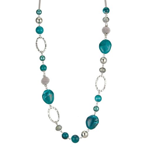 Kal-Collier Long De Perles En Argent - Collier Boheme Long Avec Perles De Cristal Et De Pierre Bijoux Fantaisie - Belle Idée De Cadeau De Fête Des Mères