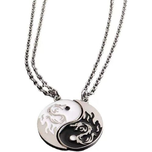 Kal-Paire De Colliers Taichi Bff - Chaînes D'amitié Ying Yang - Pendentif Dragon Sculpté - Bijoux Pour Meilleurs Amis Couples Et Amoureux - Cadeaux