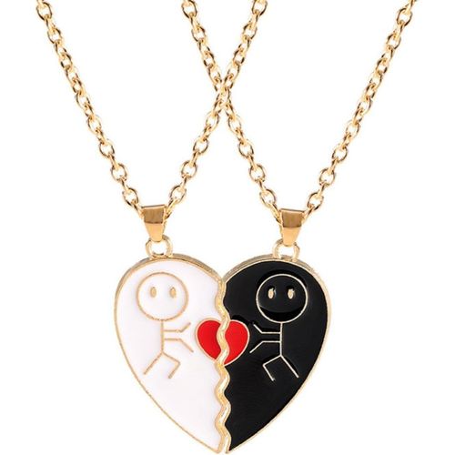 Kal-R 2pcs Collier Couple, Bijoux Collier Pendentif Puzzle Coeur, Collier Couple Pendentif Femme Homme, Separable Detachable Acier Inoxydable Amoureux Couple