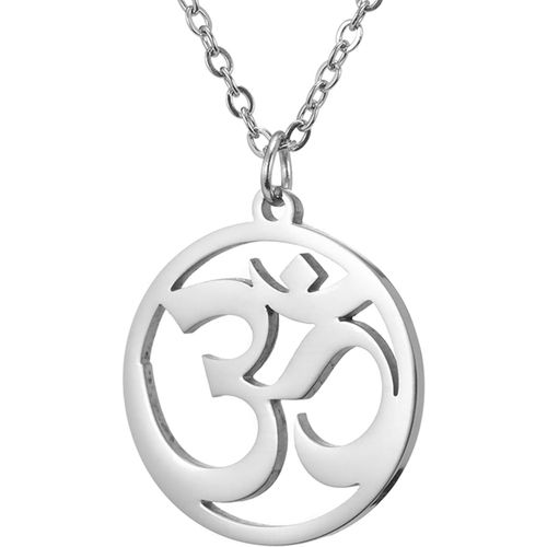 Kal-Om Collier Acier Inoxydable Yoga Méditation Harmonie Spirituelle Pendentif Aum Om Ohm Sanskrit Symbole Collier Bijoux Pour Femmes Filles