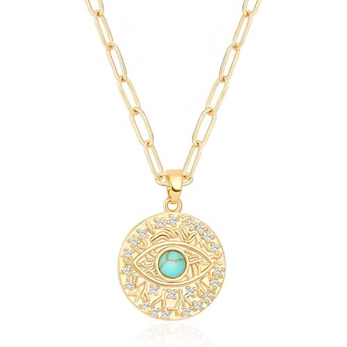 Kal-Evil Eye/Love Love/Shell/Baroque Perle/Soleil Pendentif Collier, Collier En Or 18k Fait À La Main Pour Les Femmes