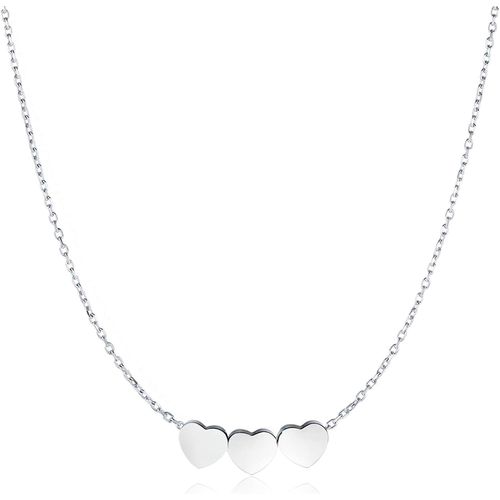 Kal-Collier Pour Femme Composé De Trois C?Urs Précieux. Pendentif Pour Femme En Acier Plaqué En Or Ou En Argent Pour Femme Idéal Comme Cadeau... Bijoux Femme