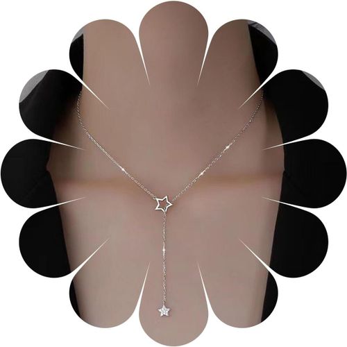 Kal-Collier Étoile Cristal Vintage Collier Pendentif Étoile Strass Collier Étoile Creuse Collier Lariat Étoile Or Bijoux Pour Femmes Et Filles (Doré)