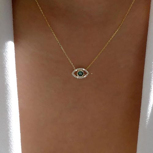 Kal-Collier Cz Mauvais Oeil Collier Pendentif Cz Or Collier Pendentif Mauvais Oeil Collier Cristal Bleu Collier Ras Du Cou Strass ?il Bleu Collier Choker Chaîne Fine Bijoux Pour Femmes Et Filles