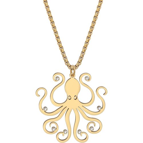 Kal-Collier En Acier Inoxydable Pendentif Pieuvre Marine Vie Mignonne Océan Animaux Bijoux 18k Plaqué Charms Cadeaux Pour Femmes Mer Amoureux