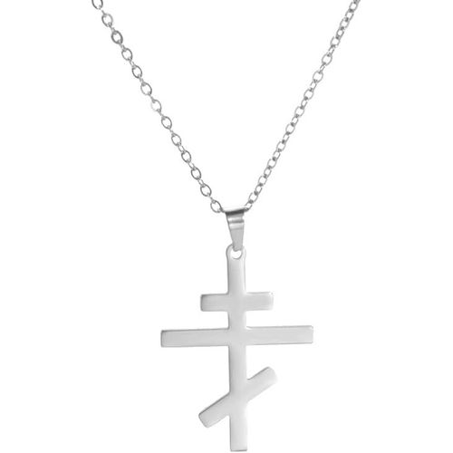Kal-Collier Pendentif Croix Orthodoxe En Acier Inoxydable Collier Pendentif Croix Classique Bijoux Amulette Orthodoxe Russe Collier Religieux