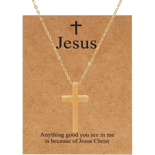Kal-Chaîne En Acier Inoxydable Pour Homme Et Femme - Collier Jésus Avec Pendentif Croix Chrétienne - Pendentif Crucifix Chrétien - Bijoux Pour Homme Et Femme