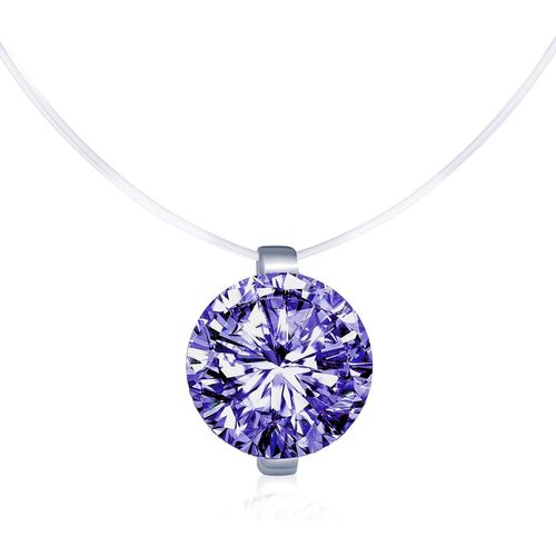 Kal-Collier Invisible Femme Collier De La Clavicule Élégant Solitaire Zircon Le Fil Nylon Transparent