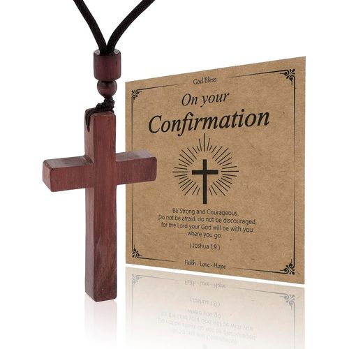 Kal-Pendentif Croix En Bois Naturel Collier Pour Hommes Femmes Rétroviseur De Voiture Charms Pendentif Cadeau Religieux