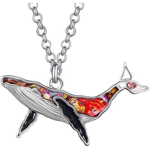 Kal-Collier Requin Émail Pendentif Alliage De Zinc Dauphin Baleine Pieuvre Meduse Hippocampe Cadeaux D'été Pour Femme Fille Bijoux D'océan