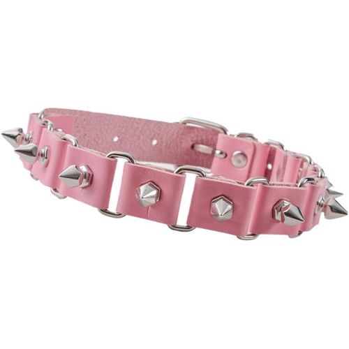 Kal-Collier Ras Du Cou Pour Femme Collier Punk En Cuir Pu Noir Rose Rouge Collier Gothique