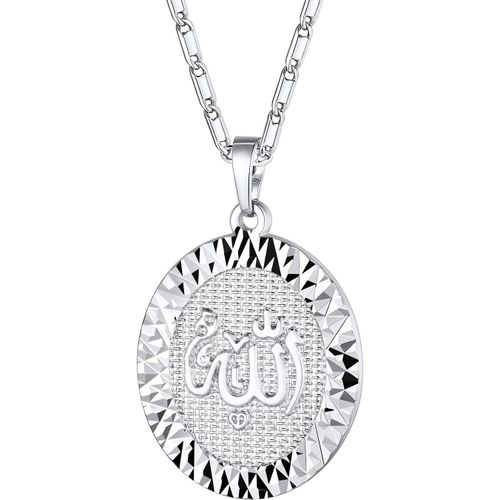 Kal-Colier Femme Médaillon Allah Chaîne Avec Pendentif Plaqué Or Jaune/Or Blanc Bijoux Tendance Religieux Pour Fille